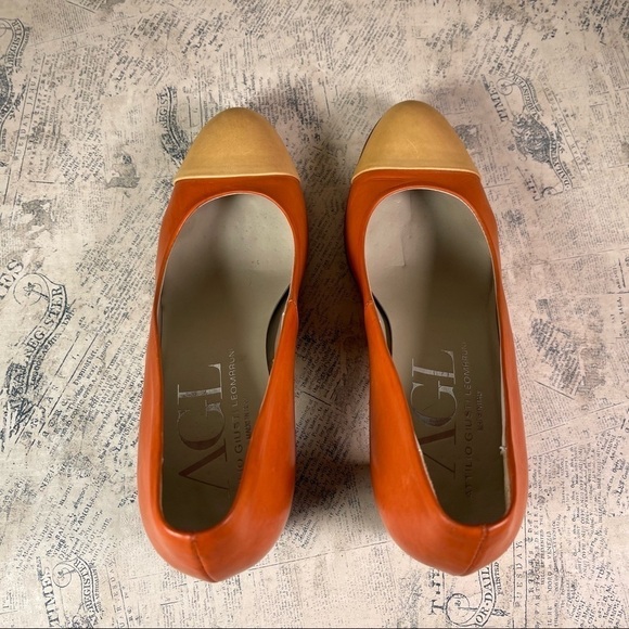 AGL Vero Cuoio Made in Italy Pump Color: Orange/Tan - Picture 6 of 13